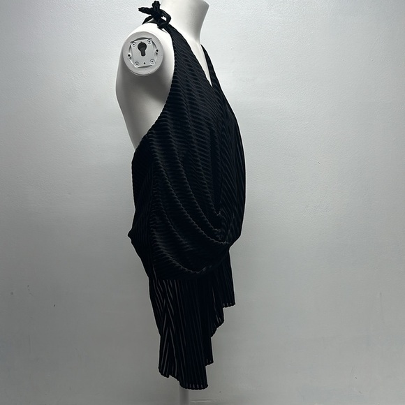 Misa LA Leticia Halter Top Blouse Velvet Velour Stripes Striped Black Size Small - Picture 4 of 10